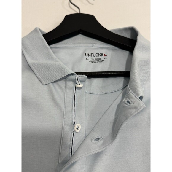 UNTUCKit Damaschino Smart Polo Shirt Mens XL Light Blue Cotton Short Sleeve - Picture 6 of 7